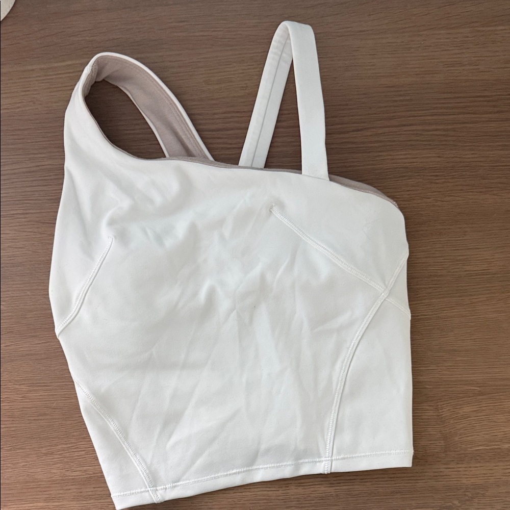 Lululemon White Asymmetrical Strap Top
